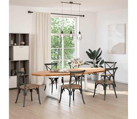 vidaXL Eettafel 280x120x74 cm ovaal massief eikenhout lichtbruin