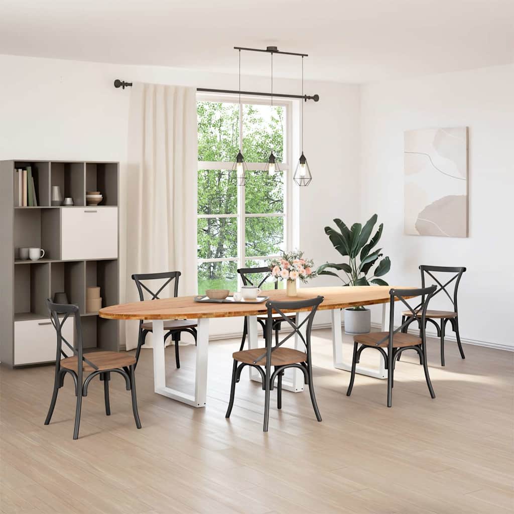 vidaXL Eettafel 320x120x74 cm ovaal massief eikenhout lichtbruin afbeelding