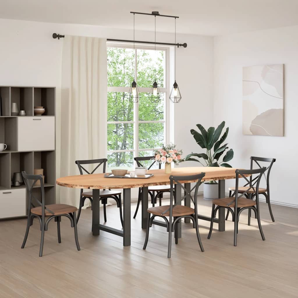 vidaXL Eettafel 280x120x74 cm ovaal massief eikenhout lichtbruin afbeelding