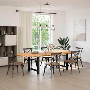 vidaXL Table &agrave; manger marron clair bois de ch&ecirc;ne massif ovale