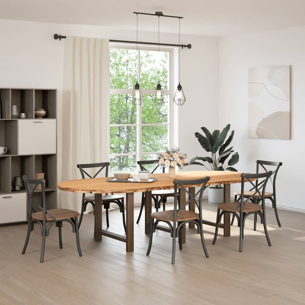 vidaXL Eettafel 280x120x74 cm ovaal massief eikenhout lichtbruin afbeelding