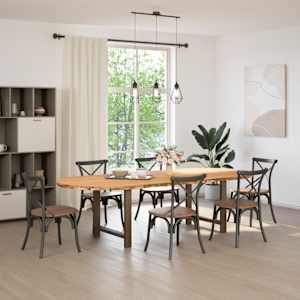 vidaXL Table &agrave; manger marron clair bois de ch&ecirc;ne massif ovale