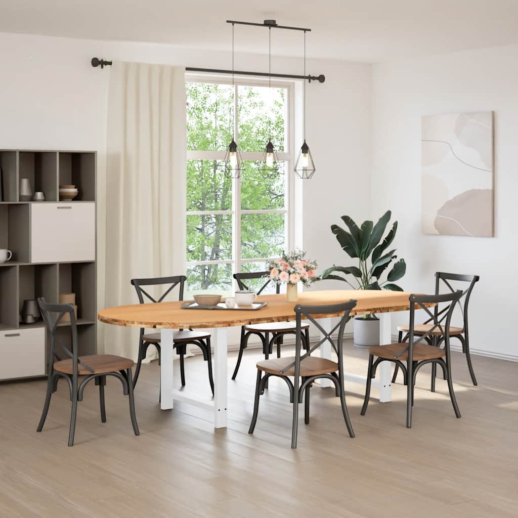 vidaXL Eettafel 280x120x74 cm ovaal massief eikenhout lichtbruin afbeelding