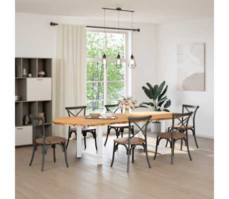 vidaXL Table &agrave; manger marron clair bois de ch&ecirc;ne massif ovale