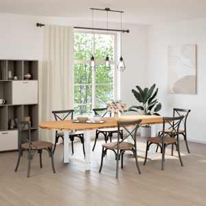 vidaXL Table &agrave; manger marron clair bois de ch&ecirc;ne massif ovale