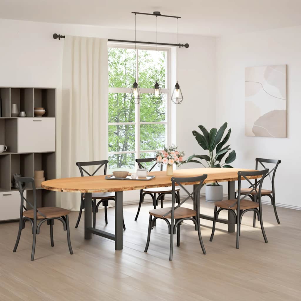 Eettafel 320x120x74 cm ovaal massief eikenhout lichtbruin image 2