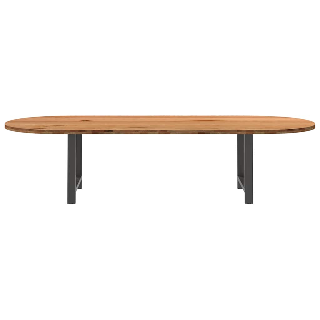 Eettafel 320x120x74 cm ovaal massief eikenhout lichtbruin image 3