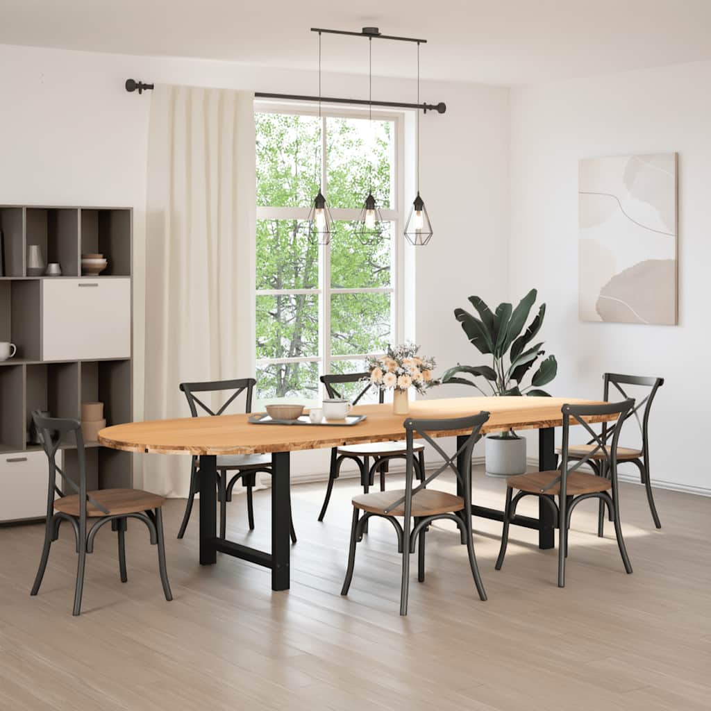 Eettafel 320x120x74 cm ovaal massief eikenhout lichtbruin image 2