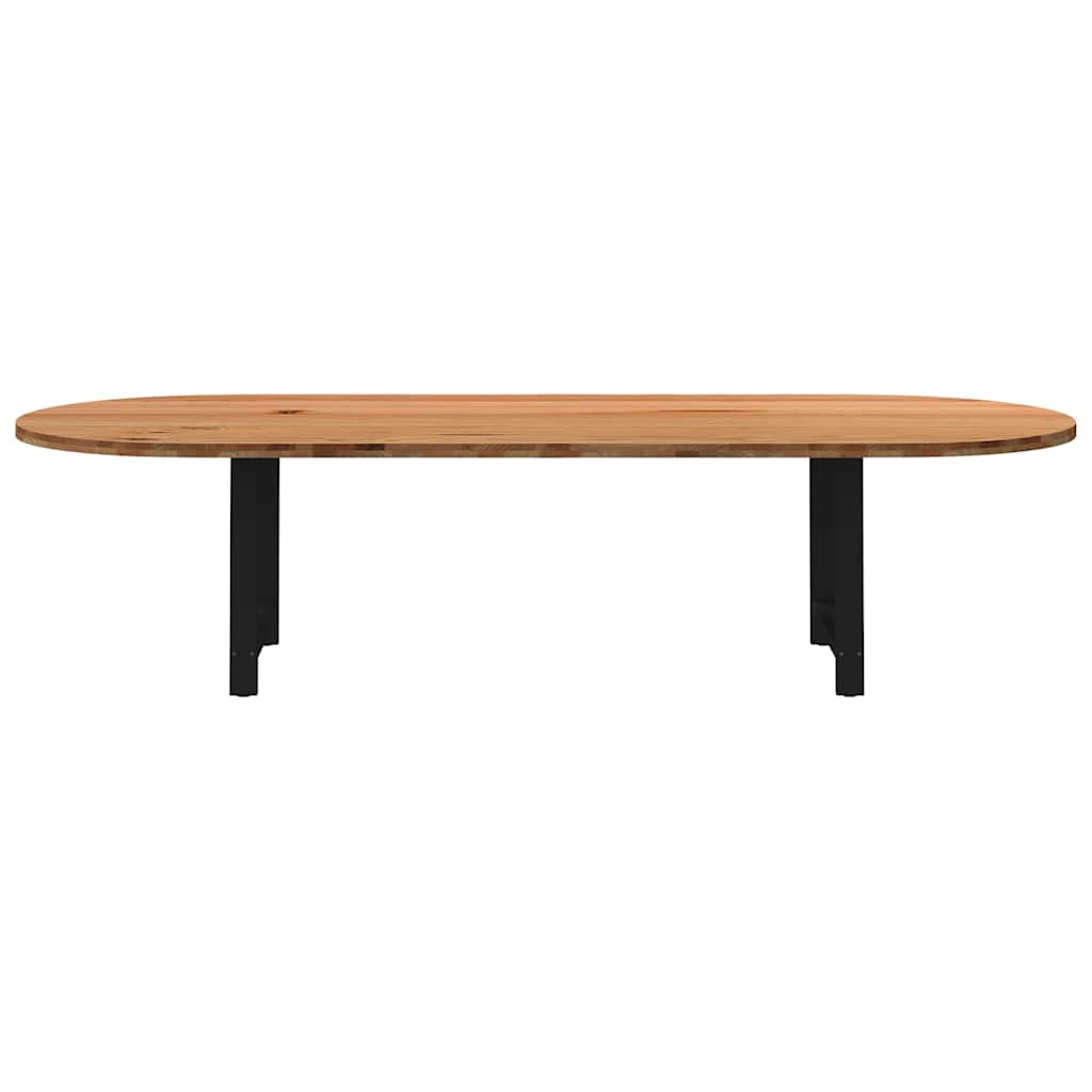 Eettafel 320x120x74 cm ovaal massief eikenhout lichtbruin image 3