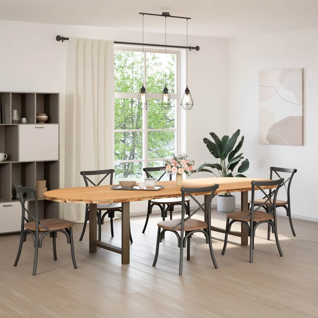 Eettafel 320x120x74 cm ovaal massief eikenhout lichtbruin image 2