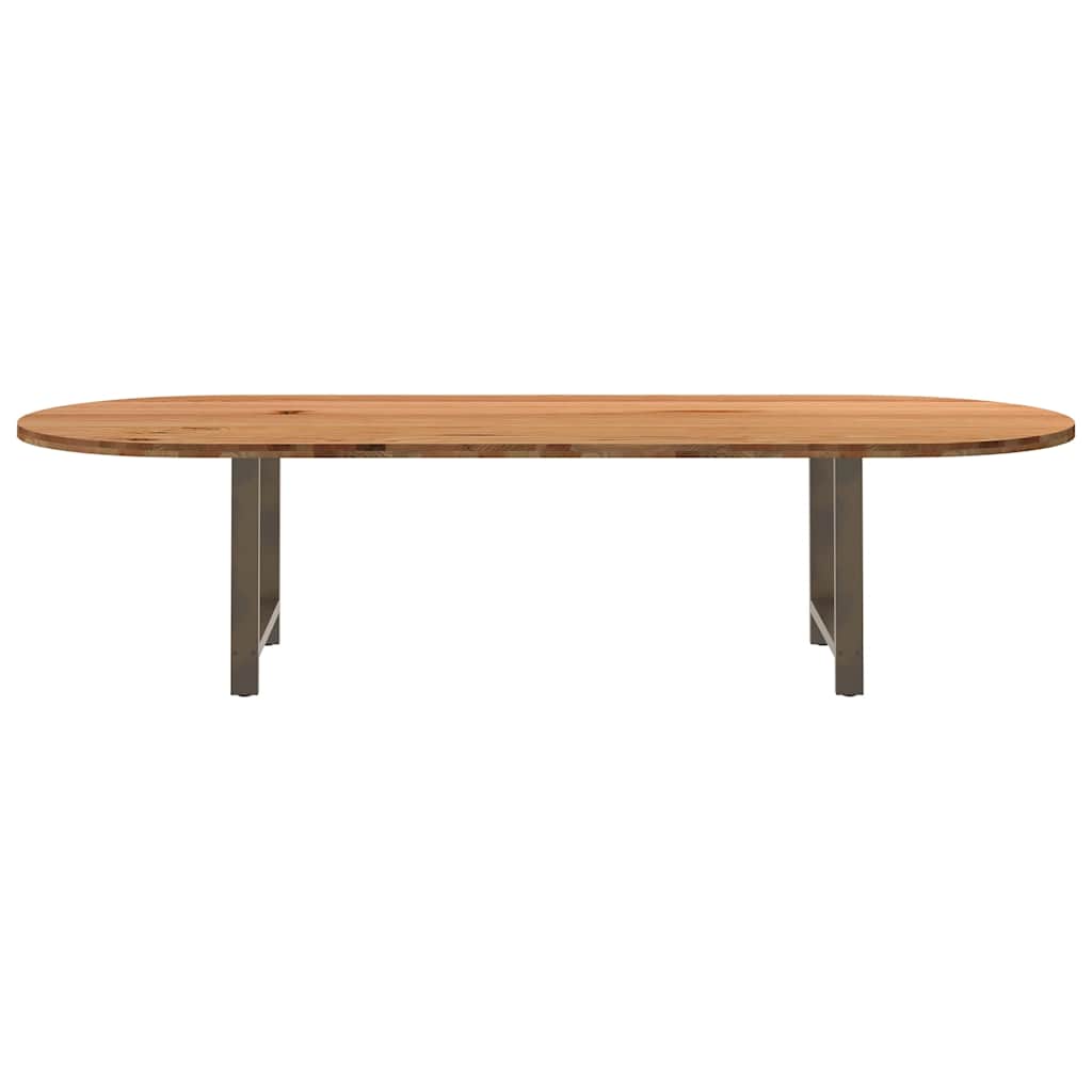 Eettafel 320x120x74 cm ovaal massief eikenhout lichtbruin image 3