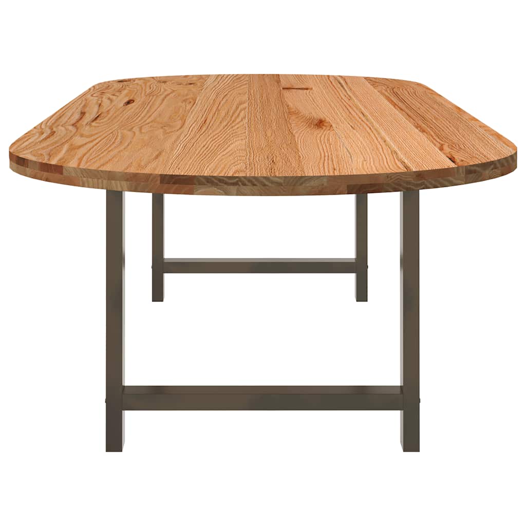Eettafel 320x120x74 cm ovaal massief eikenhout lichtbruin image 4