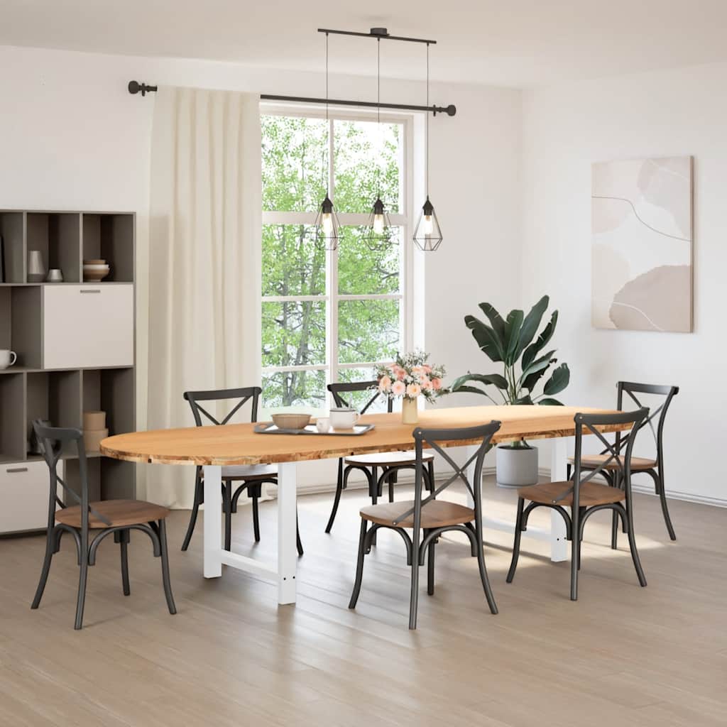 Eettafel 320x120x74 cm ovaal massief eikenhout lichtbruin image 2