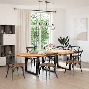 vidaXL Esstisch Hellbraun 280x120x74 cm Massivholz Eiche Oval