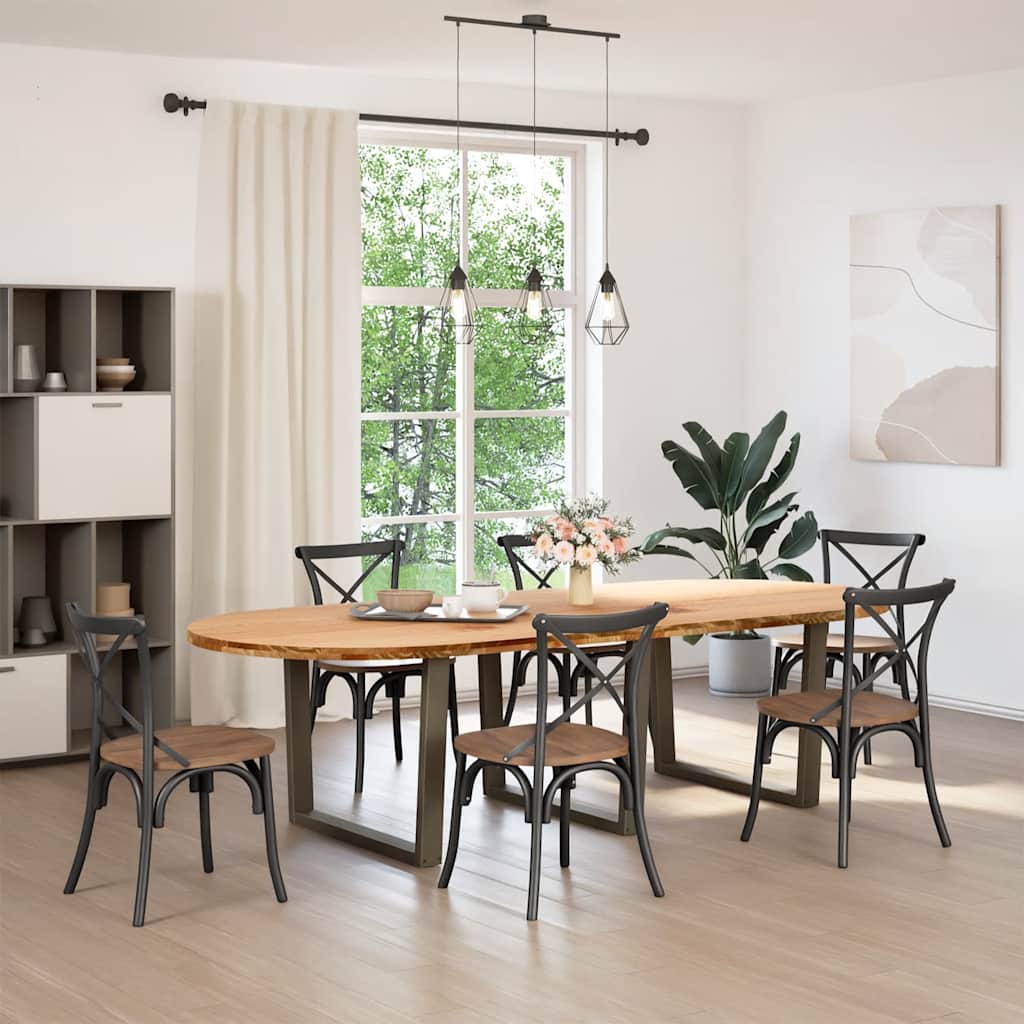 vidaXL Eettafel 280x120x74 cm ovaal massief eikenhout lichtbruin afbeelding