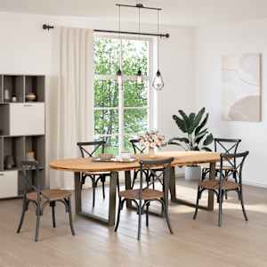 vidaXL Table &agrave; manger marron clair bois de ch&ecirc;ne massif ovale