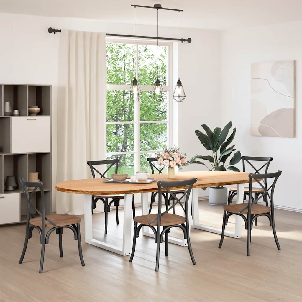 vidaXL Eettafel 280x120x74 cm ovaal massief eikenhout lichtbruin afbeelding