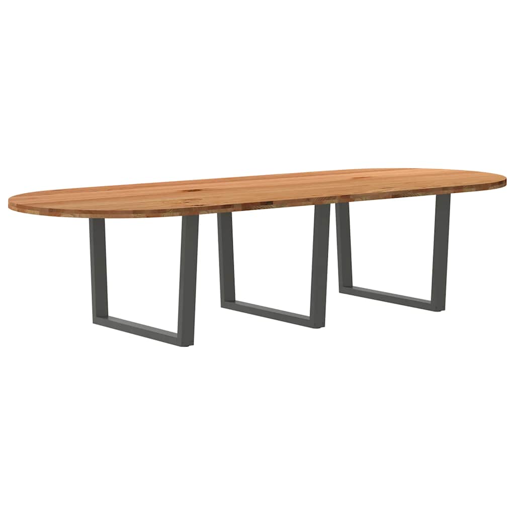 Eettafel 320x120x74 cm ovaal massief eikenhout lichtbruin image 1