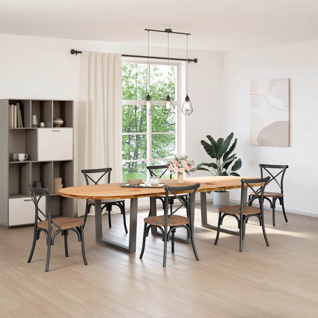 Eettafel 320x120x74 cm ovaal massief eikenhout lichtbruin image 2