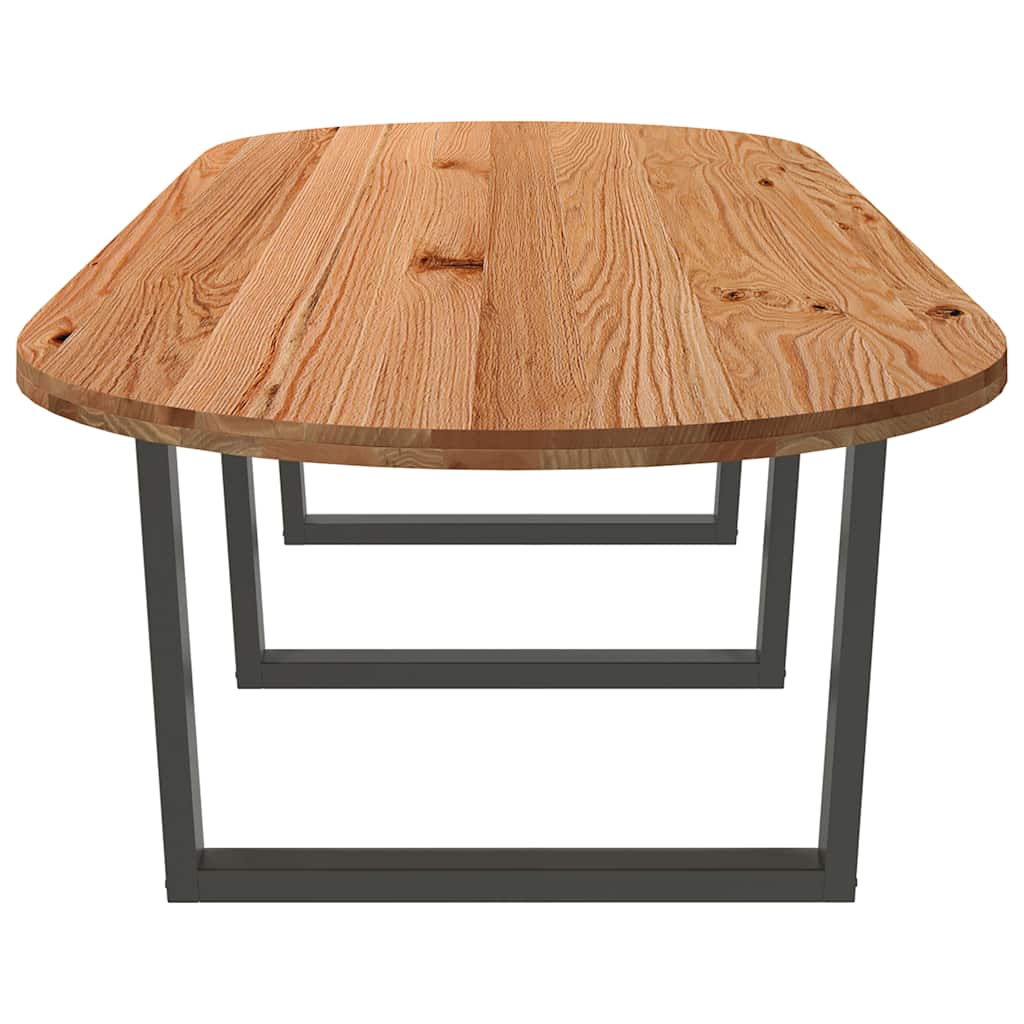 Eettafel 320x120x74 cm ovaal massief eikenhout lichtbruin image 5