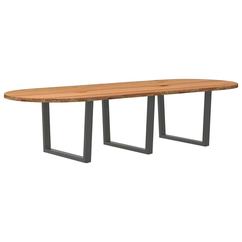 Eettafel 320x120x74 cm ovaal massief eikenhout lichtbruin image 6