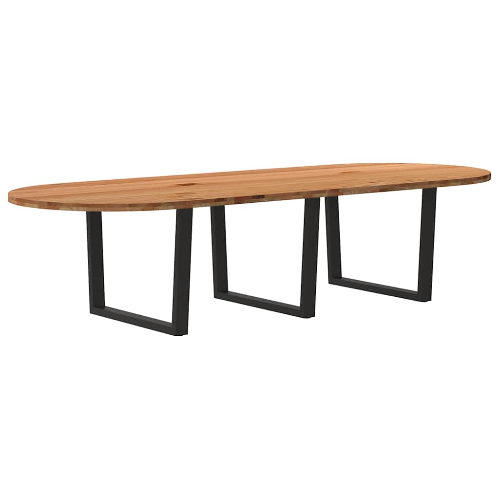 Eettafel 320x120x74 cm ovaal massief eikenhout lichtbruin image 1