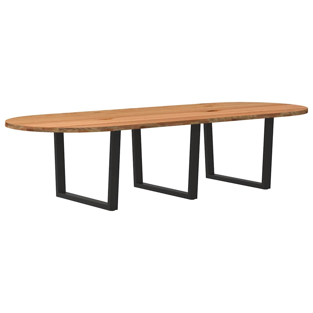 Eettafel 320x120x74 cm ovaal massief eikenhout lichtbruin image 6