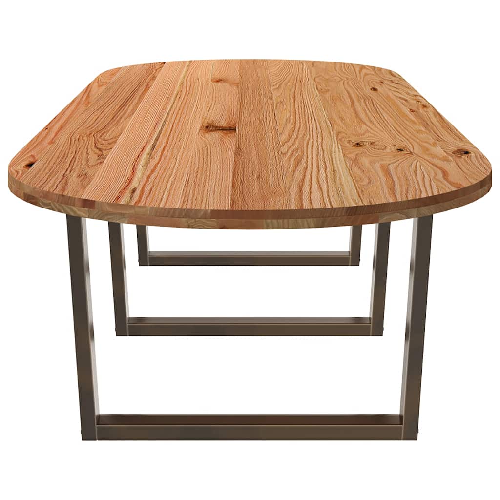 Eettafel 320x120x74 cm ovaal massief eikenhout lichtbruin image 5