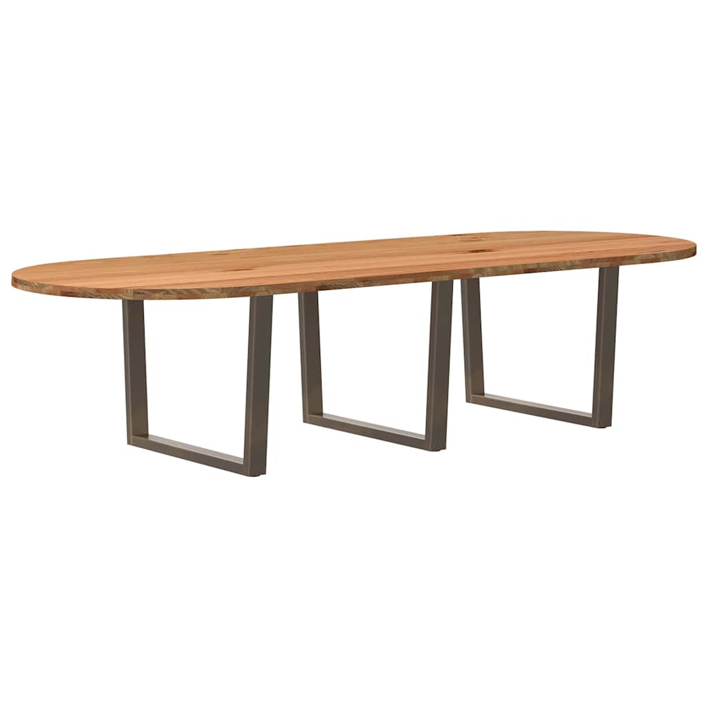 Eettafel 320x120x74 cm ovaal massief eikenhout lichtbruin image 6