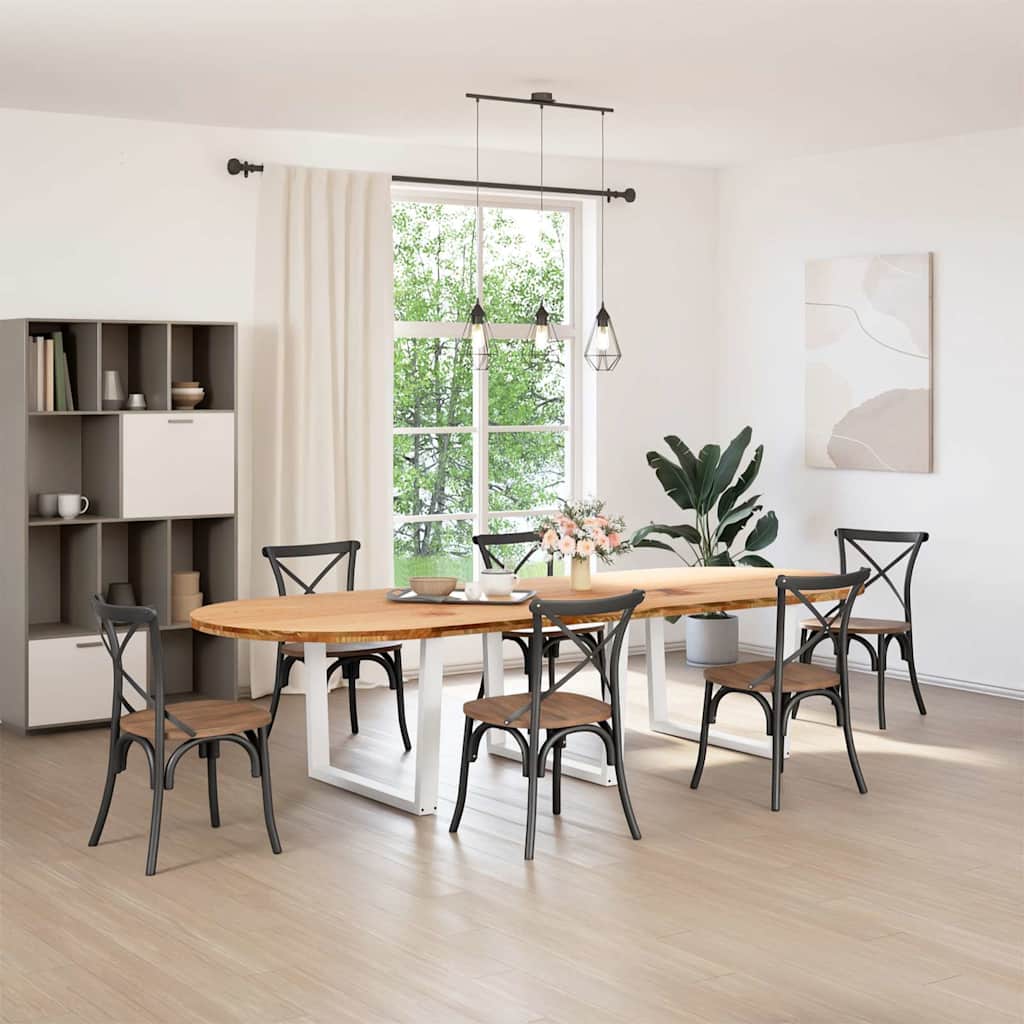 Eettafel 320x120x74 cm ovaal massief eikenhout lichtbruin image 2