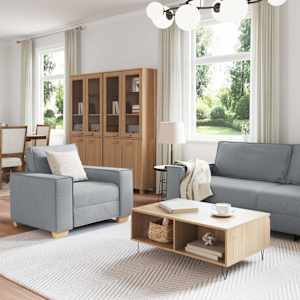 Pohovka 3 pcs Světle šedá 220 x 80 x 84 cm Lněná směs - obrázek 3