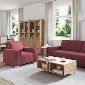 vidaXL Sofa 3 pcs Wine Red Fabric