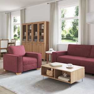 Pohovka 3 pcs Víno Červené 220 x 80 x 84 cm Lněná směs - obrázek 3