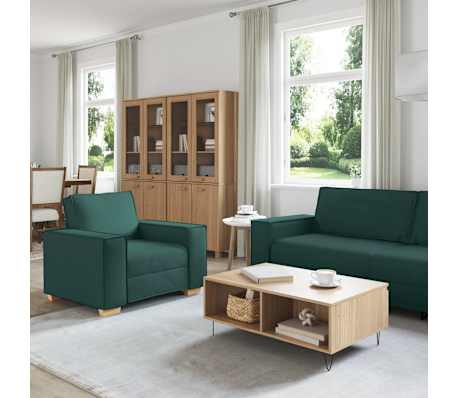 vidaXL Sofa 3 pcs Dunkelgr&uuml;n Leinenmischgewebe