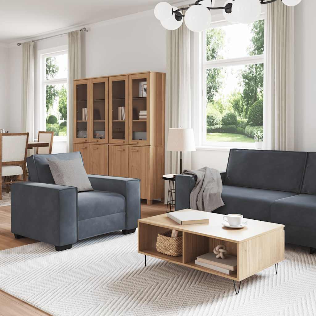 vidaXL 3-delige Loungeset met kussens fluweel donkergrijs afbeelding