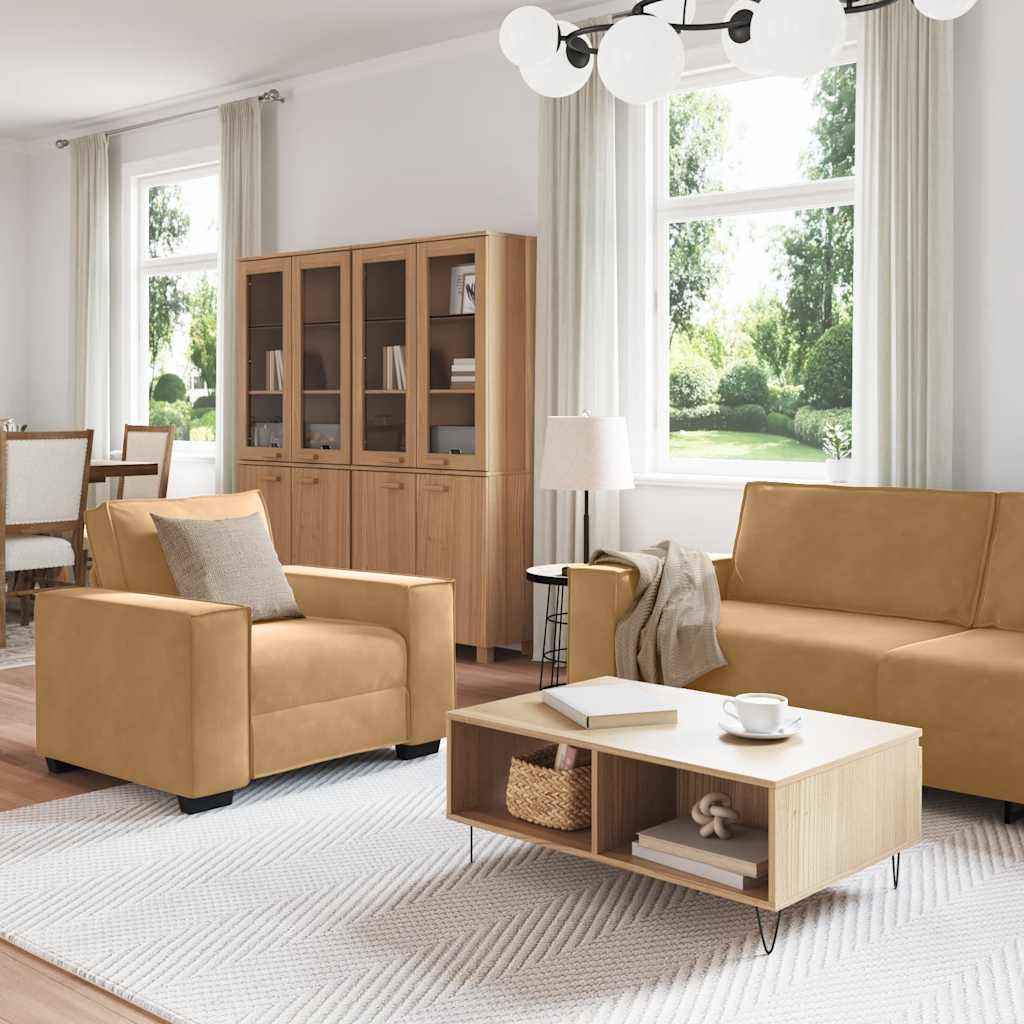 Thumbnail - vidaXL 3-tlg. Sofagarnitur mit Kissen Braun Samt