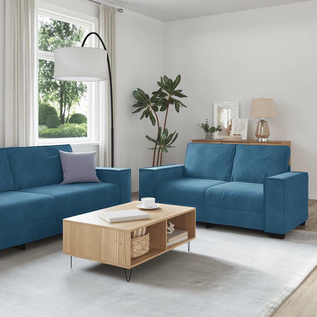 vidaXL Set di Divani 3 pz con Cuscini Blu in Velluto