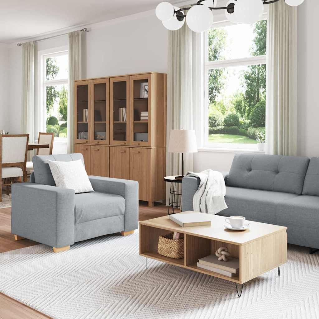 3-delt Sofa Sæt med Puder Lys Grå Stof
