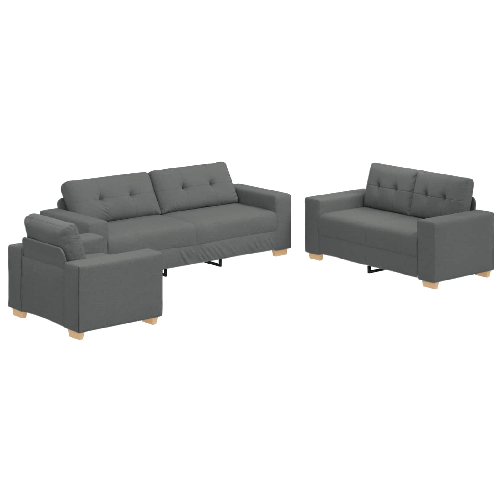 Thumbnail - vidaXL Sofa 3 pcs Dunkelgrau 221 x 80 x 80 cm Leinenmischgewebe