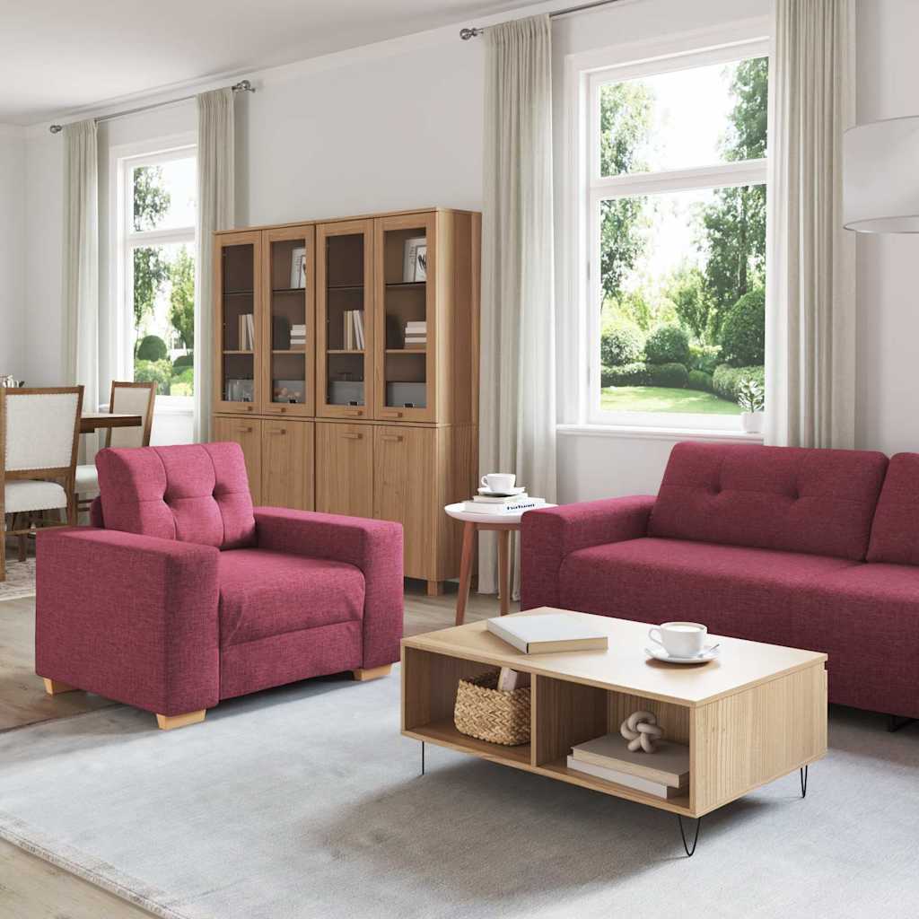 vidaXL Sofa Set mit Kissen mit Kissen 3 pcs Weinrot Stoff