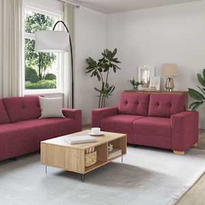 Pohovka 3 pcs Větrná červená 221 x 80 x 80 cm Lněná směs - obrázek 3