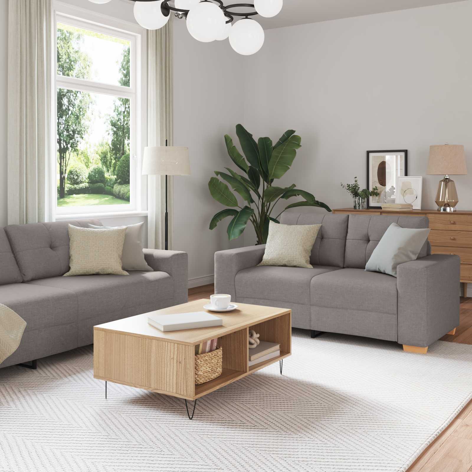 Pohovka 3 pcs Taupe 221 x 80 x 80 cm Lněná směs