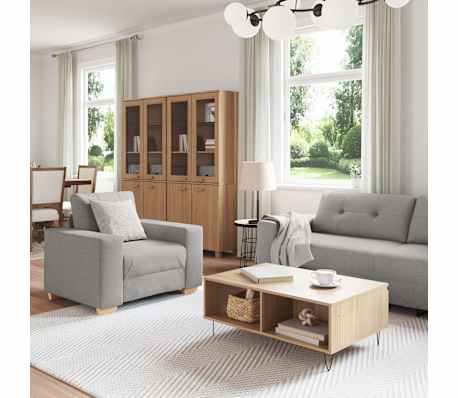 vidaXL Sofa 3 pcs Wolkengrau 221 x 80 x 80 cm Leinenmischgewebe