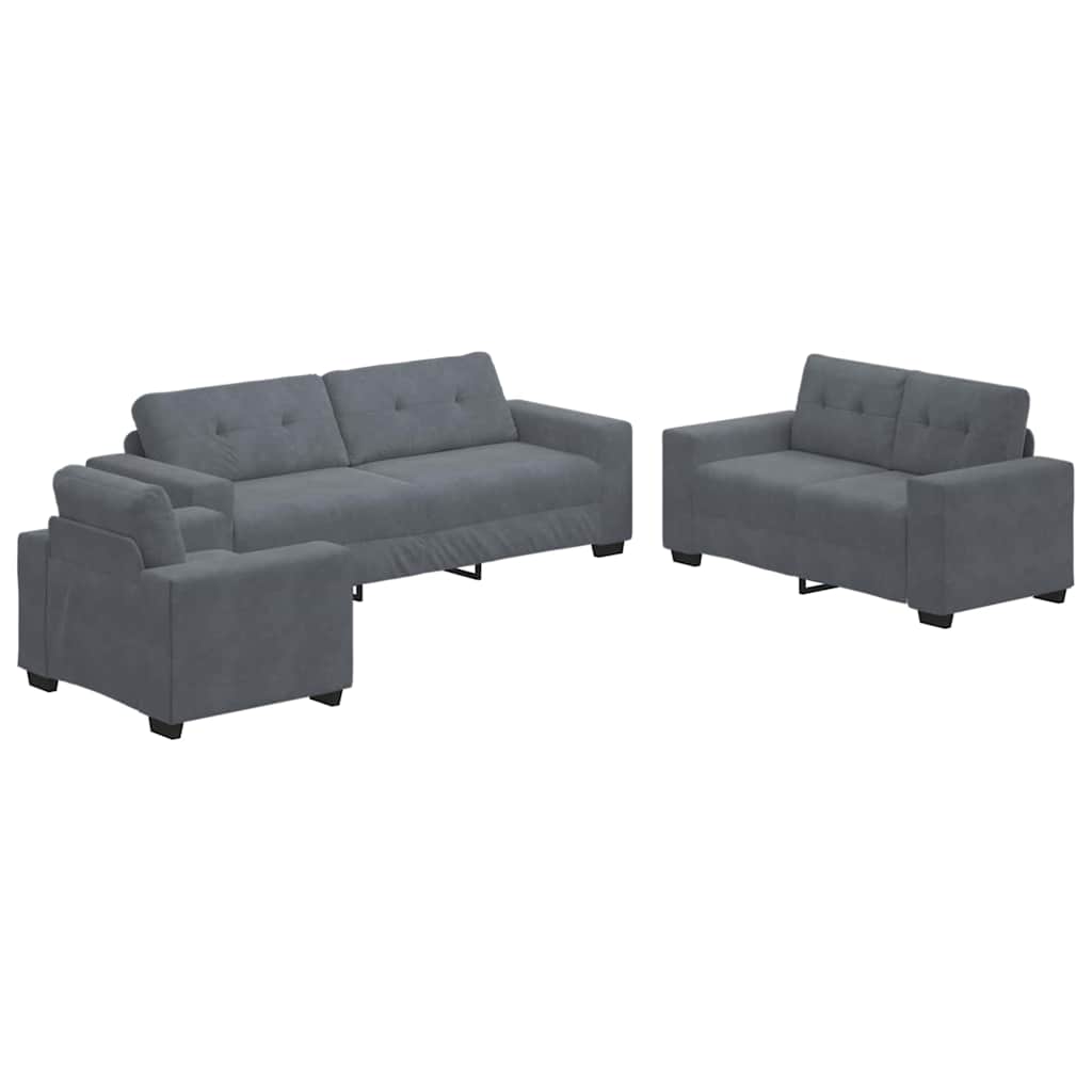 Thumbnail - vidaXL Sofa Set 3 pcs Grau Samt
