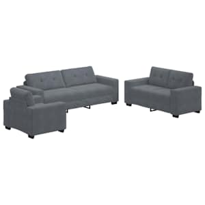 Set pohovek 3 pcs Tmavě šedá 221 x 80 x 80 cm samet - obrázek 2