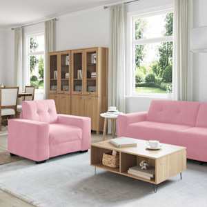 Set pohovek 3 pcs Růžová 221 x 80 x 80 cm samet - obrázek 3