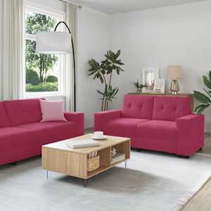 Set pohovek 3 pcs Větrná červená 221 x 80 x 80 cm samet - obrázek 1