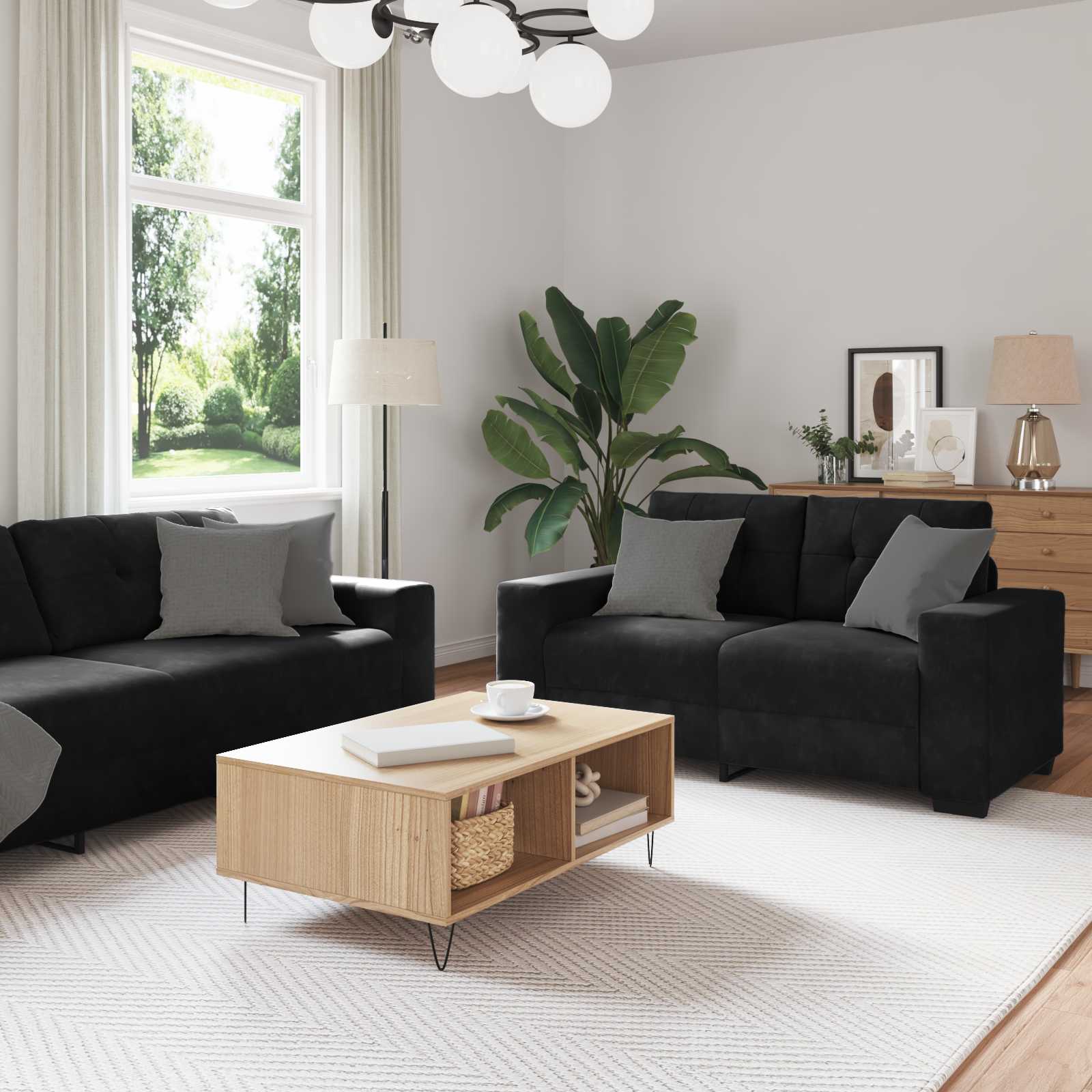 vidaXL Sofa Set 3 pcs Schwarz Samt