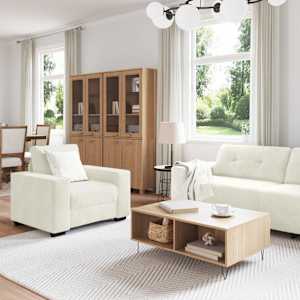 Set pohovek 3 pcs Krémová 221 x 80 x 80 cm samet - obrázek 3