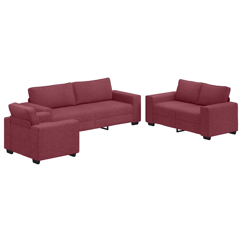 Thumbnail - vidaXL 3-teiliges Sofa-Set mit Kissen, weinroter Stoff